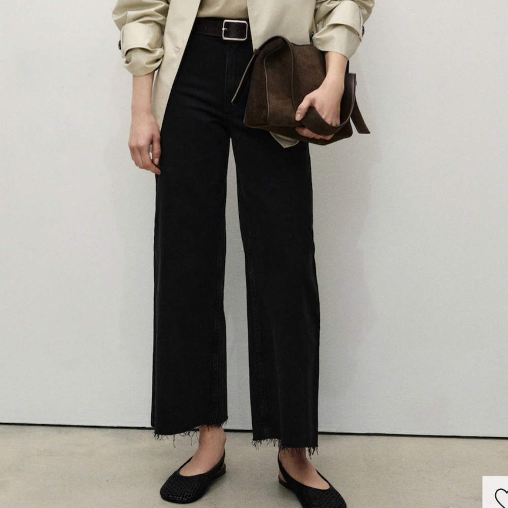 Mango Black High-Rise Wide Leg Jeans